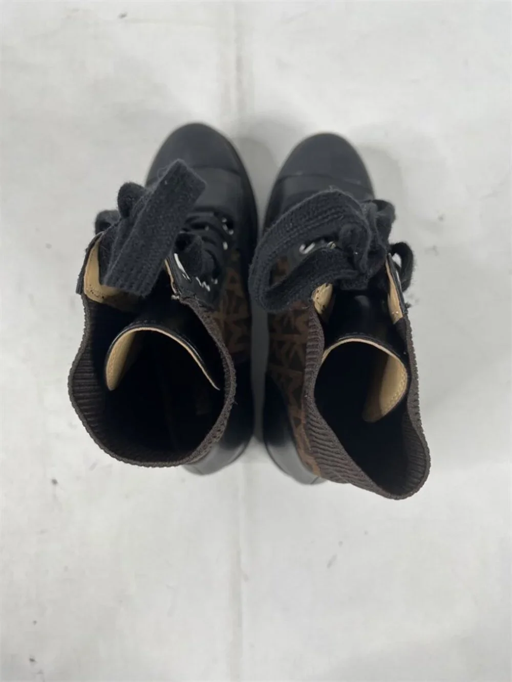 MICHAEL MICHAEL KORS Brea Leather and Logo Jacquard Combat Boot Size 6